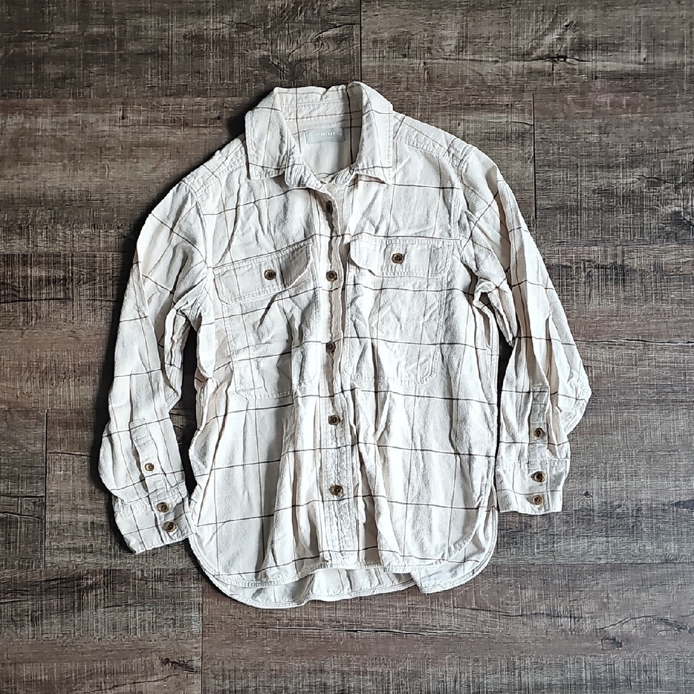 Everlane - Cream Button-Up Flannel
